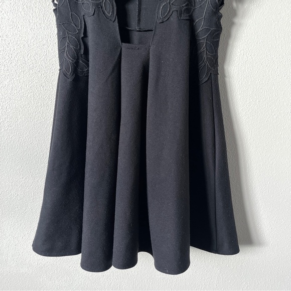 Free People Cha Cha Ponte Knit Black Fit & Flare Dress with Lace Cutout Detail - Picture 10 of 16